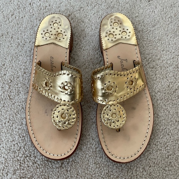 Jack Rogers Jacks Flat Sandal Gold Women’s Size 7 - Picture 2 of 5
